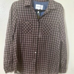BCBGeneration Men's Black and Brown Plaid Button-Down Shirt